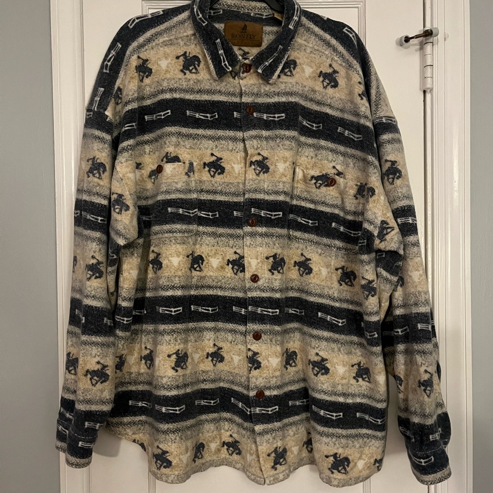 Western Patterned Button-Up Shirt